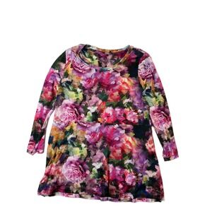 Soft Surroundings Tunic Top Womens SM Colorful Garden Floral Palm Beach Vibes